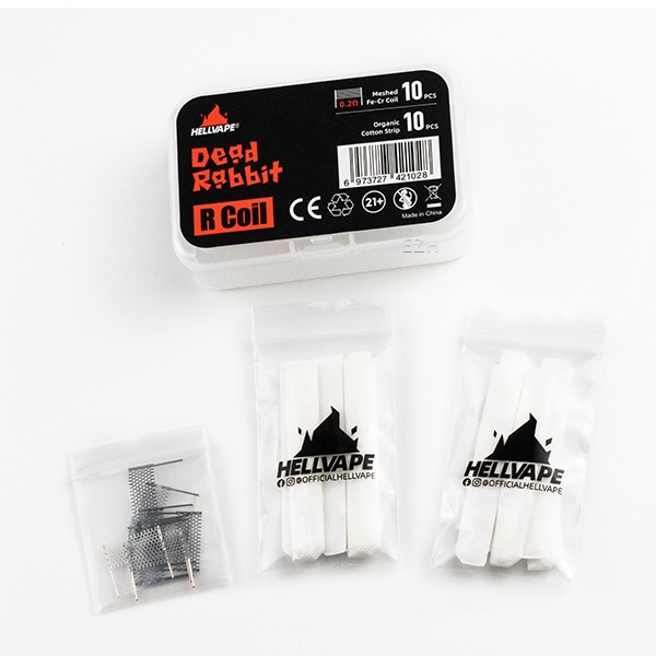 10x Hellvape Dead Rabbit R Tank FeCr M Coil 0.2 Ohm & Cotton