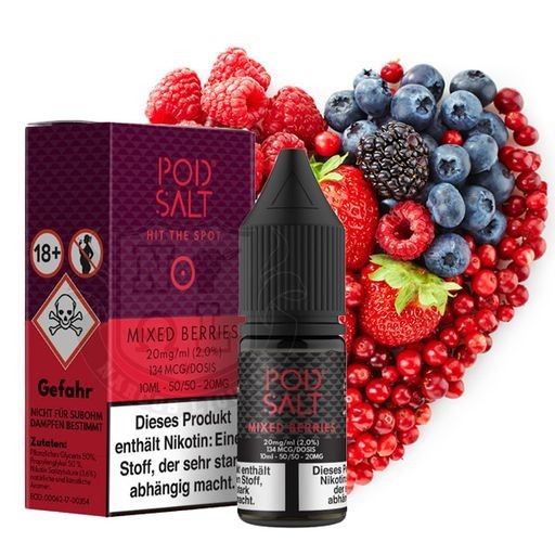POD SALT Mixed Berries Nikotinsalz Liquid 10 ml Mit Steuerzeichen 20 mg